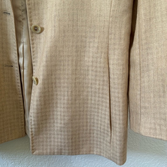 SAKS FIFTH AVENUE 100% Cashmere Beige Tan Houndstooth Blazer SZ IT 44 US 10 - Picture 11 of 14